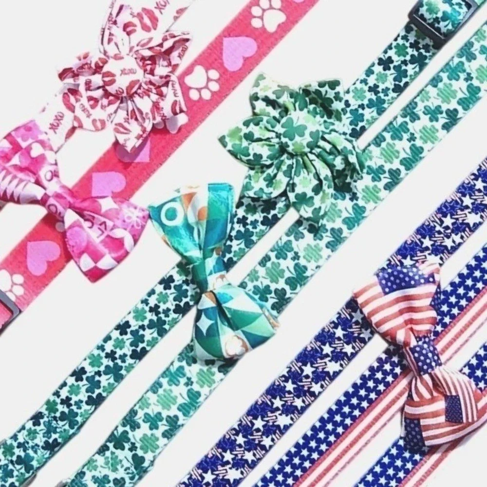 MARCH 17Th St Patricks Day shamrock clover collar bow flower create your own set